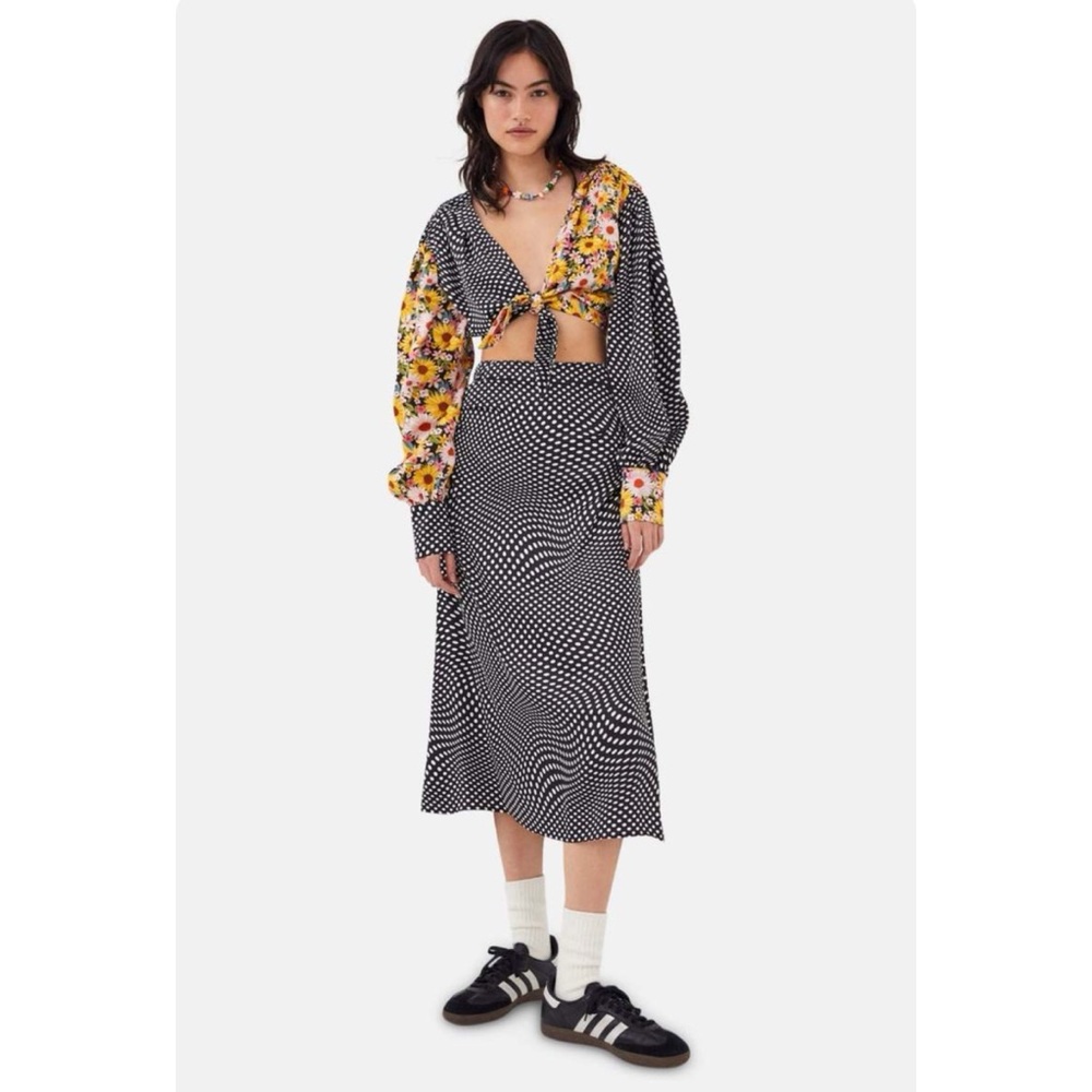 NWT For Love & Lemons Anya Crop Black‎ and White Polka Dot Top S $139